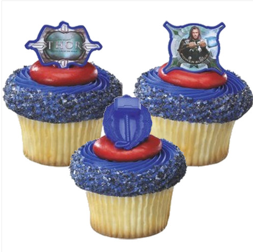 MARVEL AVENGERS THOR CUPCAKE RINGS - PACK OF 12