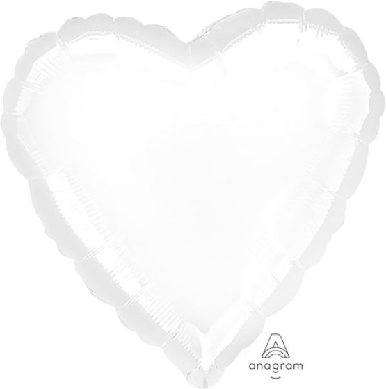 WHITE HEART FOIL BALLOON - 43CM
