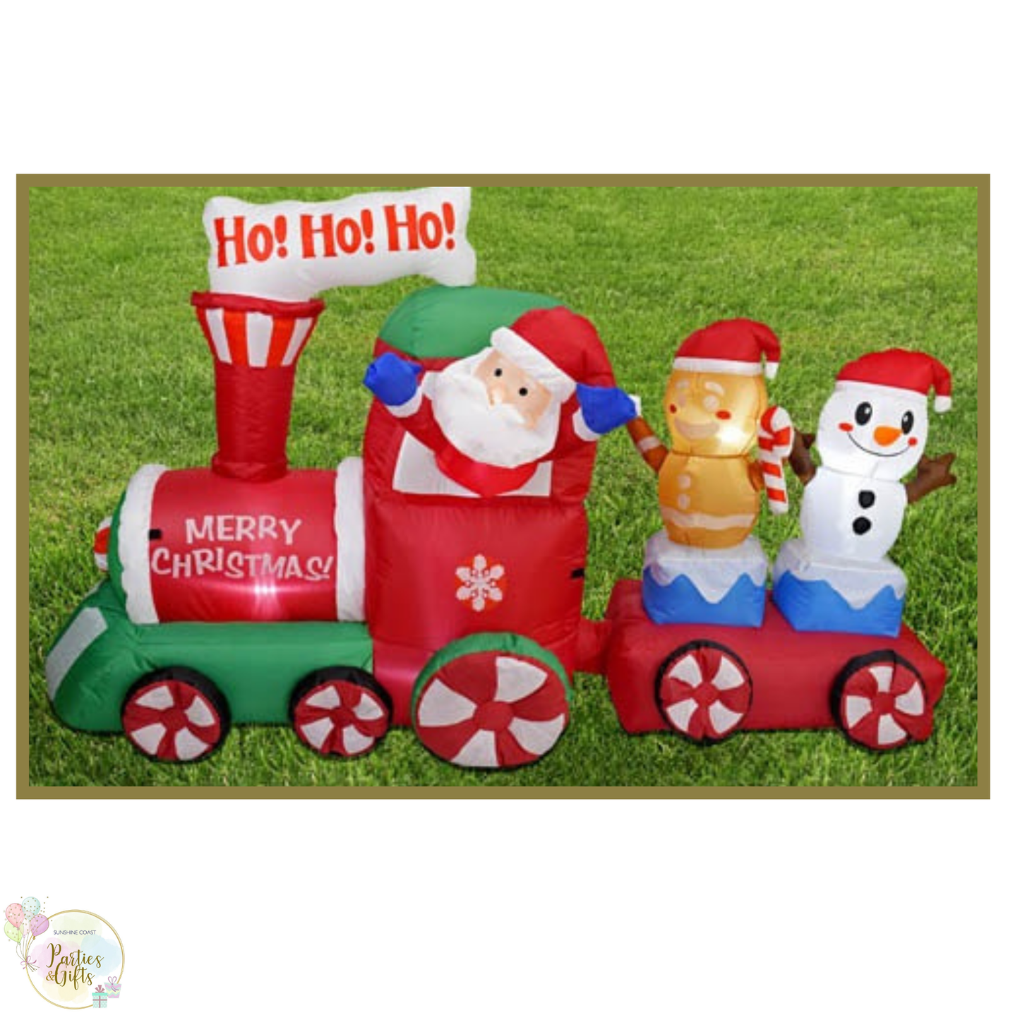 CHRISTMAS INFLATABLE SANTA TRAIN 244CM