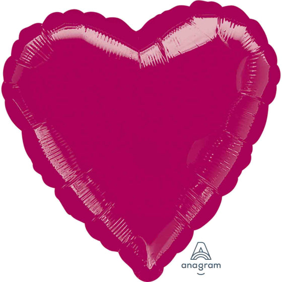 BURGUNDY HEART FOIL BALLOON - 45CM