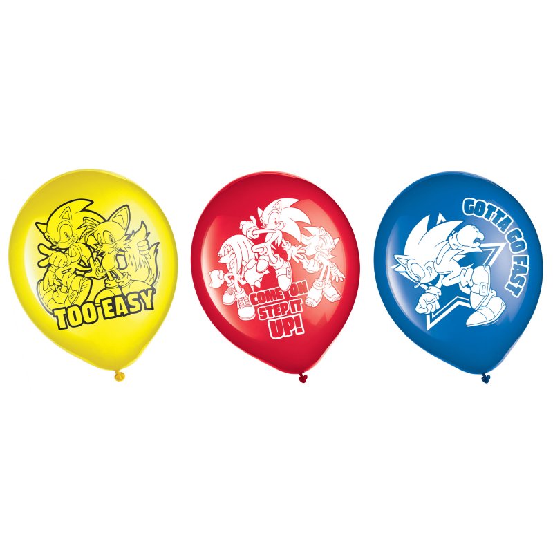 SONIC THE HEDGEHOG 30CM LATEX BALLOONS - PACK OF 6