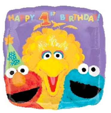 1ST BIRTHDAY SESAME STREET FOIL BALLOON - 43CM