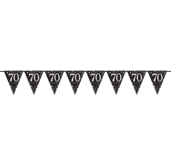 GOLD & BLACK CELEBRATION 70TH BIRTHDAY BUNTING - 4M