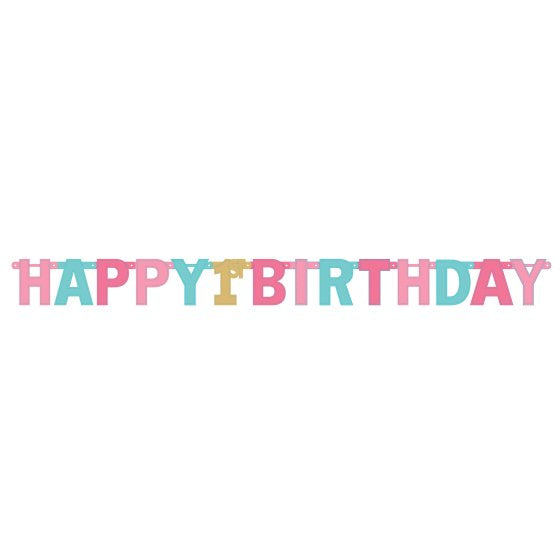 HAPPY 1ST BIRTHDAY JUMBO FOIL LETTER BANNER - 2.95M