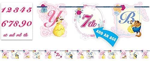 DISNEY PRINCESS BEAUTY AND THE BEAST ADD AN AGE BIRTHDAY JUMBO LETTER BANNER KIT