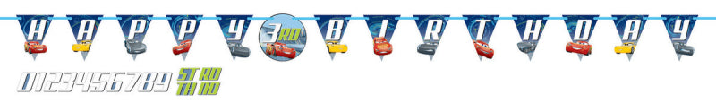 DISNEY CARS 3 ADD AN AGE BIRTHDAY JUMBO LETTER BANNER KIT