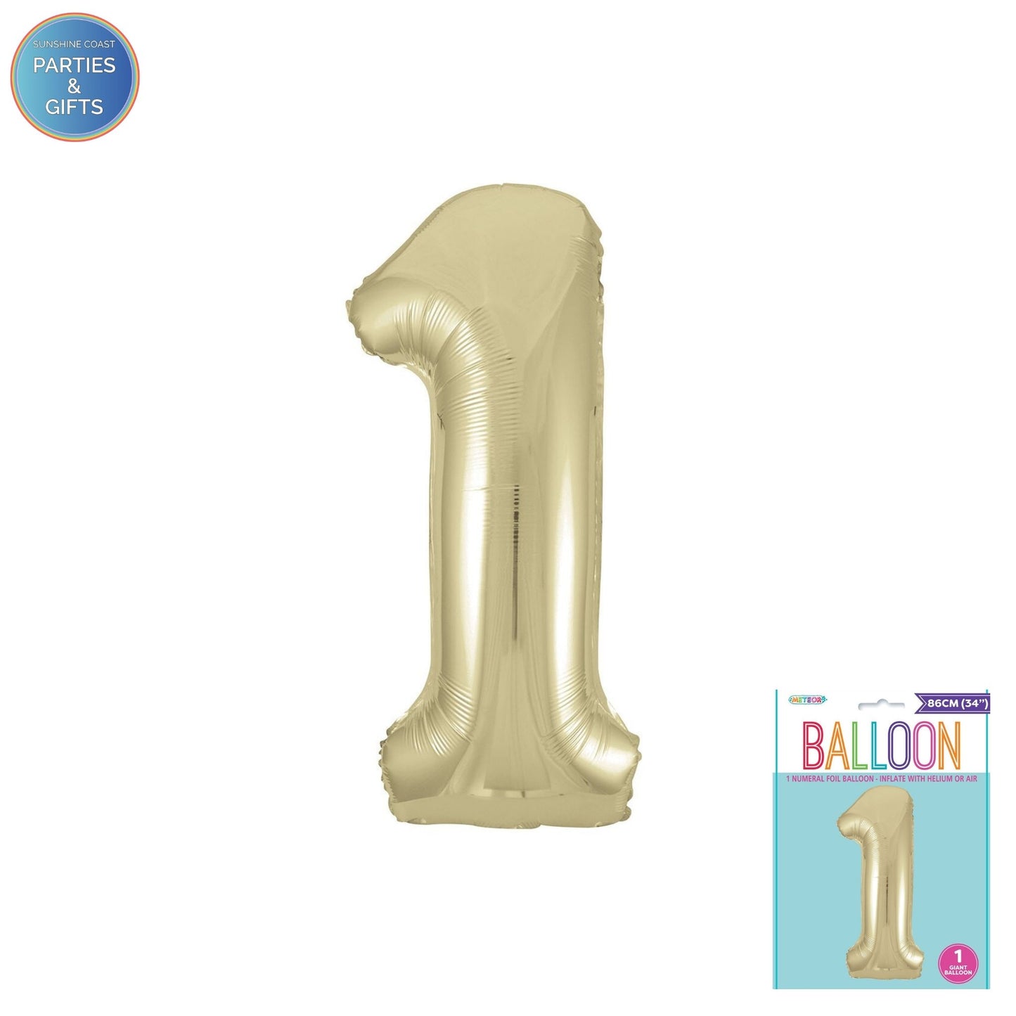 GIANT FOIL BALLOON - CHAMPAGNE GOLD NUMBER 1 - 86CM