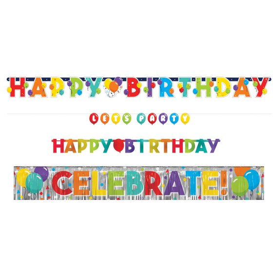 HAPPY BIRTHDAY JUMBO BANNER KIT - 4 PIECES