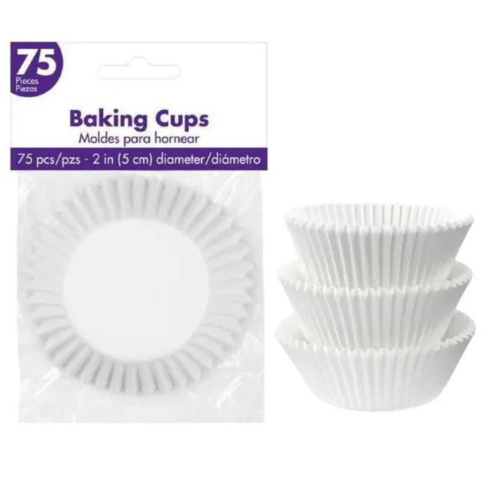 WHITE CUPCAKE BAKING CUPS - PACK OF 75