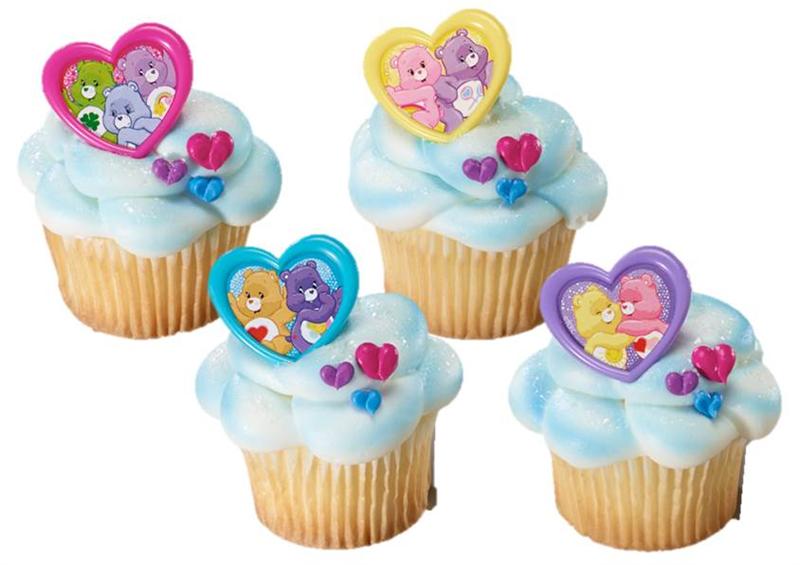 CARE BEARS CUPCAKE RINGS - PACK OF 12