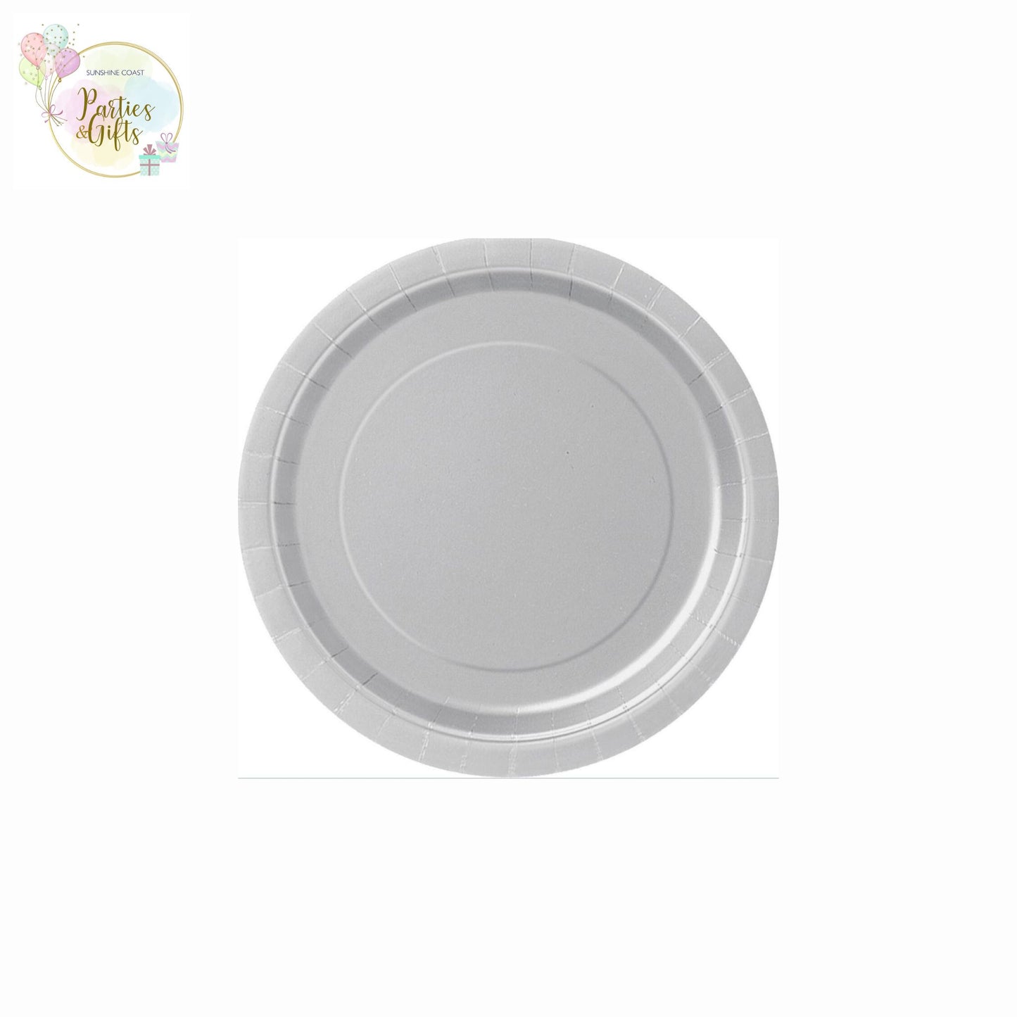 SILVER PAPER PLATES 23CM ROUND - PACK OF 8