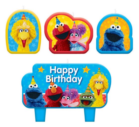 SESAME STREET BIRTHDAY CANDLE SET (1) - PACK OF 4