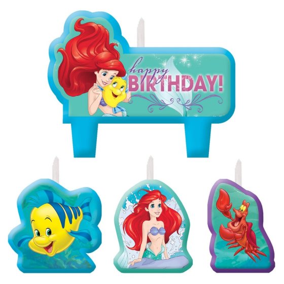 DISNEY PRINCESS LITTLE MERMAID BIRTHDAY CANDLE SET - PACK OF 4