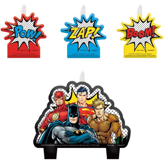JUSTICE LEAGUE BIRTHDAY CANDLE SET - PACK OF 4