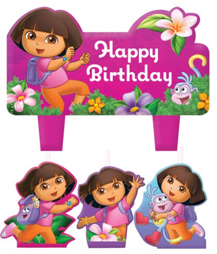 DORA THE EXPLORER BIRTHDAY CANDLE SET - PACK OF 4