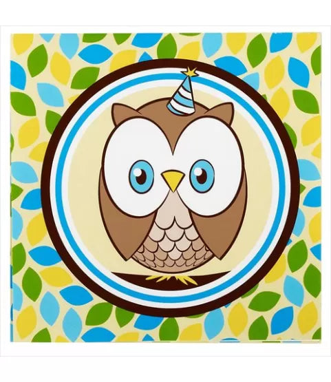 LOOK WHOO'S ONE BLUE 1ST BIRTHDAY LUNCH NAPKINS - PACK OF 16