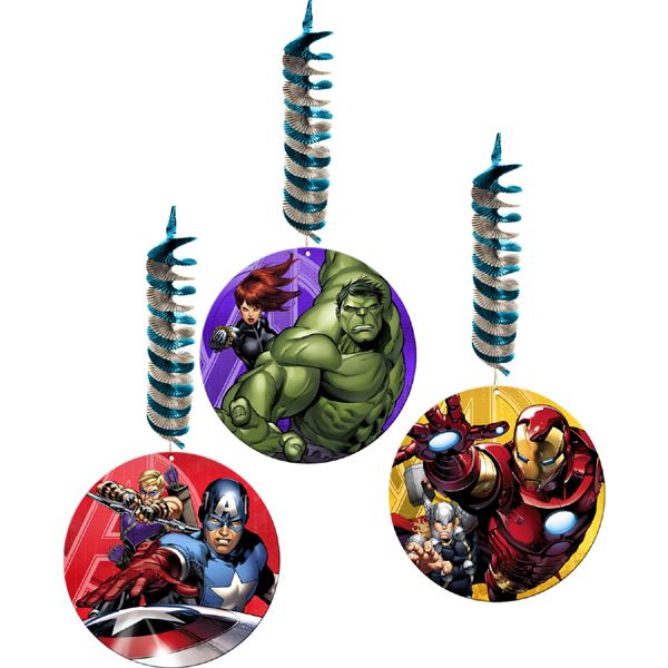 MARVEL AVENGERS ASSEMBLE 3 HANGING DECORATIONS - 3 PACK