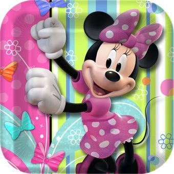 MINNIE MOUSE BOWS SQUARE PAPER PLATES 17.78CM - PACK OF 8
