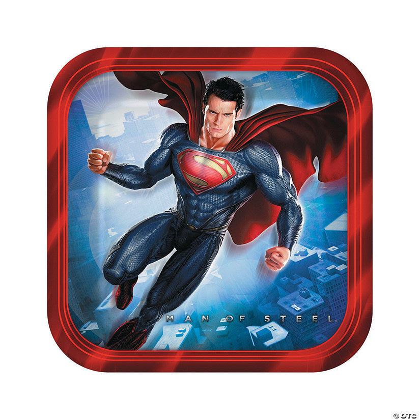 SUPERMAN SQUARE PAPER PLATES 17.78CM - PACK OF 8