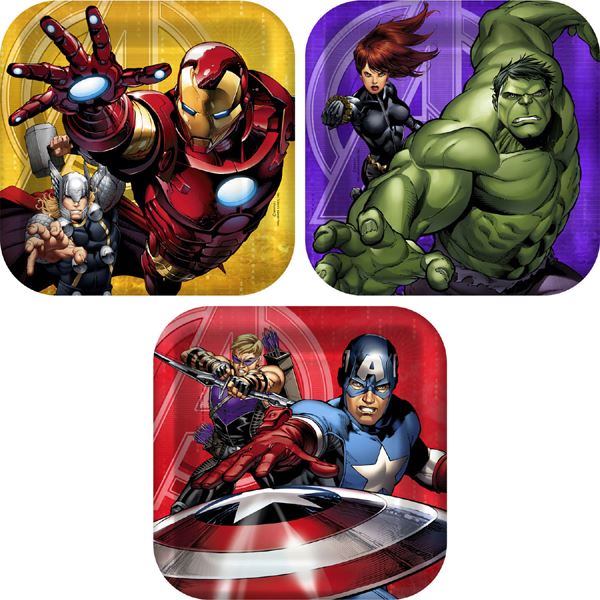MARVEL AVENGERS ASSEMBLE SQUARE PAPER PLATES 17.78CM - PACK OF 8