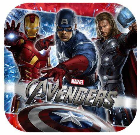 MARVEL AVENGERS SQUARE PAPER PLATES 23.49CM - PACK OF 8