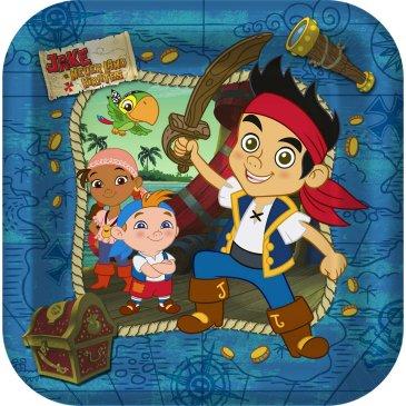 JAKE AND THE NEVER LAND PIRATES SQUARE PAPER PLATES 23.49CM - PACK OF 8
