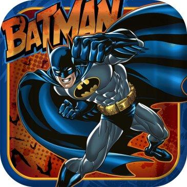 BATMAN HEROES AND VILLAINS SQUARE PAPER PLATES 23.49CM - PACK OF 8
