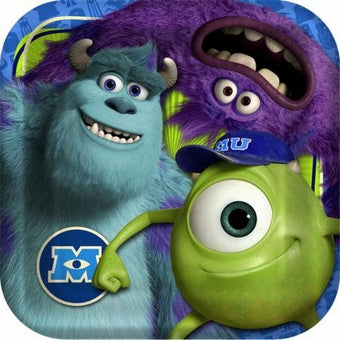 MONSTERS UNIVERSITY SQUARE PAPER PLATES 23.49CM - PACK OF 8