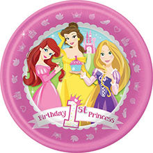 DISNEY PRINCESSES BABY'S 1ST BIRTHDAY ROUND PAPER PLATES 22.2CM - PACK OF 8