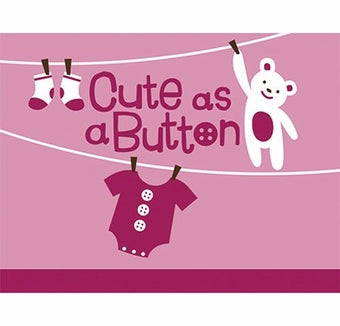 BABY SHOWER CUTE AS A BUTTON INVITATION SET - PACK OF 8