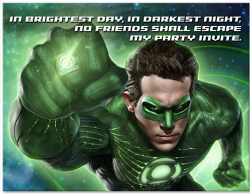 GREEN LANTERN INVITATION SET - PACK OF 8