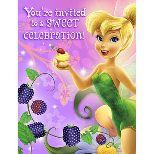 DISNEY FAIRIES TINKERBELL SWEET TREATS INVITATION SET - PACK OF 8