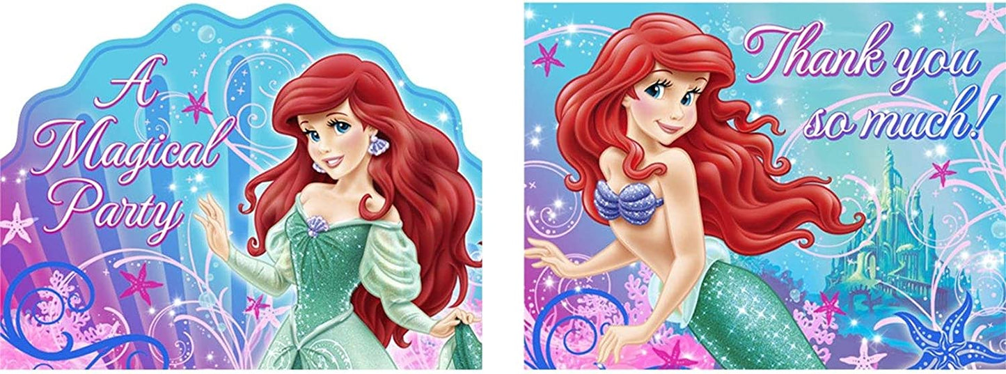 DISNEY PRINCESS LITTLE MERMAID INVITATION SET - PACK OF 8