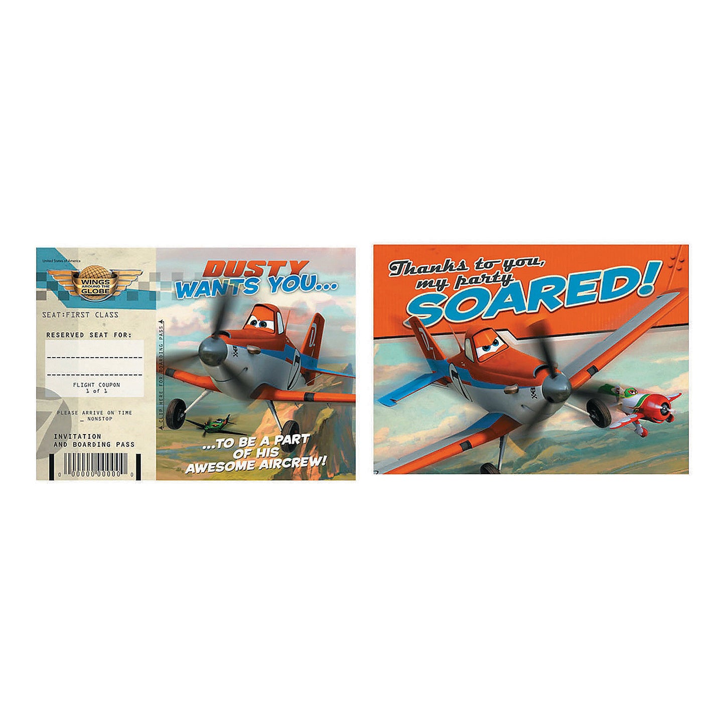 DISNEY PLANES INVITATION SET - PACK OF 8