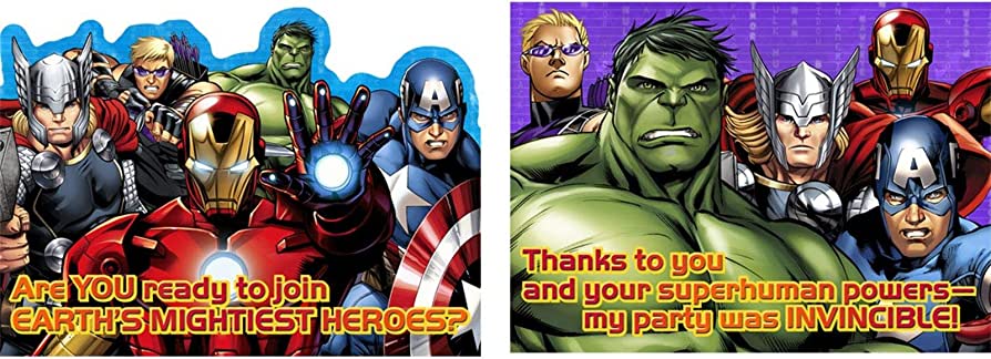 MARVEL AVENGERS ASSEMBLE INVITATION SET - PACK OF 8