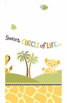 BABY SHOWER LION KING SWEET CIRCLE TABLECOVER 137CM x 244CM
