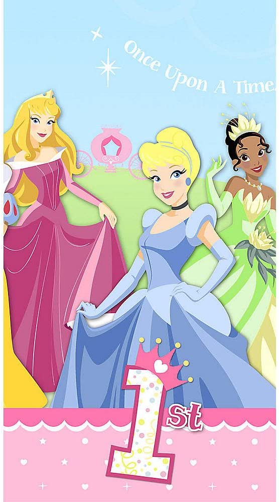 DISNEY PRINCESSES BABY'S 1ST BIRTHDAY PLASTIC TABLECOVER 137CM x 259CM