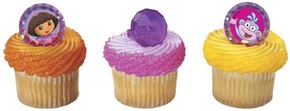 DORA THE EXPLORER CUPCAKE RINGS - PACK OF 12