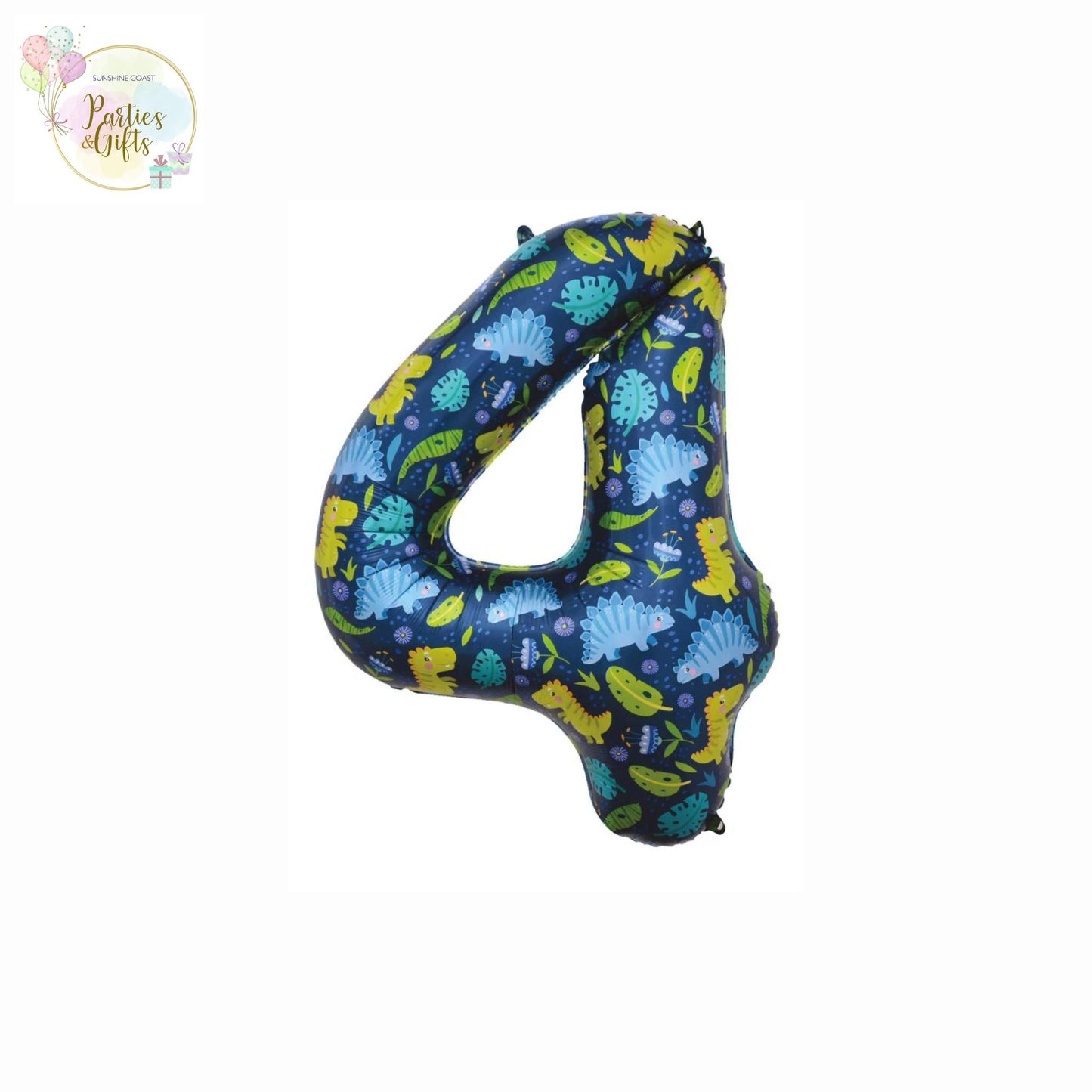 GIANT FOIL BALLOON - DINOSAUR NUMBER 4 - 86CM
