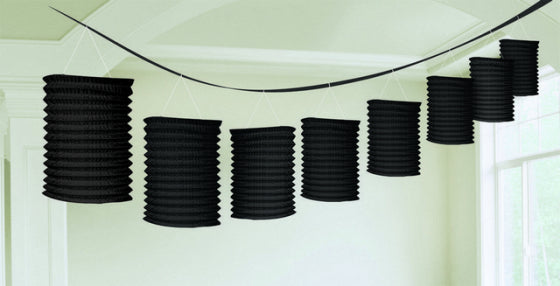 JET BLACK PAPER LANTERN GARLAND - 3.65M