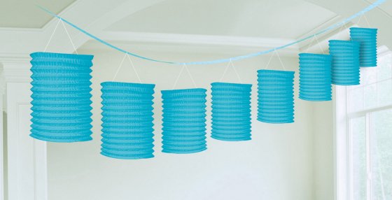 CARIBBEAN BLUE PAPER LANTERN GARLAND - 3.65M