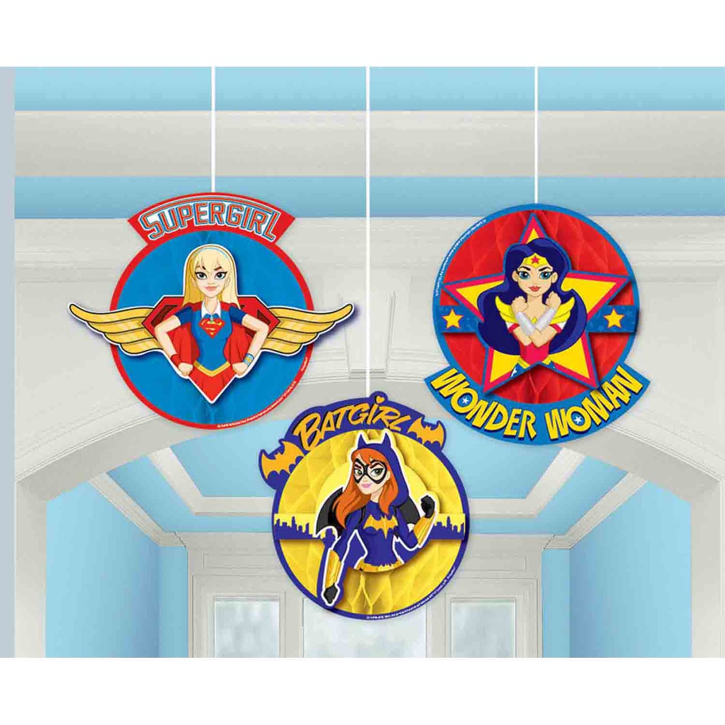 DC SUPER HERO GIRLS HONEYCOMB DECORATIONS - 3 PACK