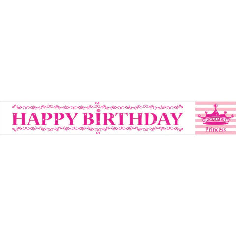 PINK PRINCESS ROYALTY HAPPY BIRTHDAY FOIL BANNER