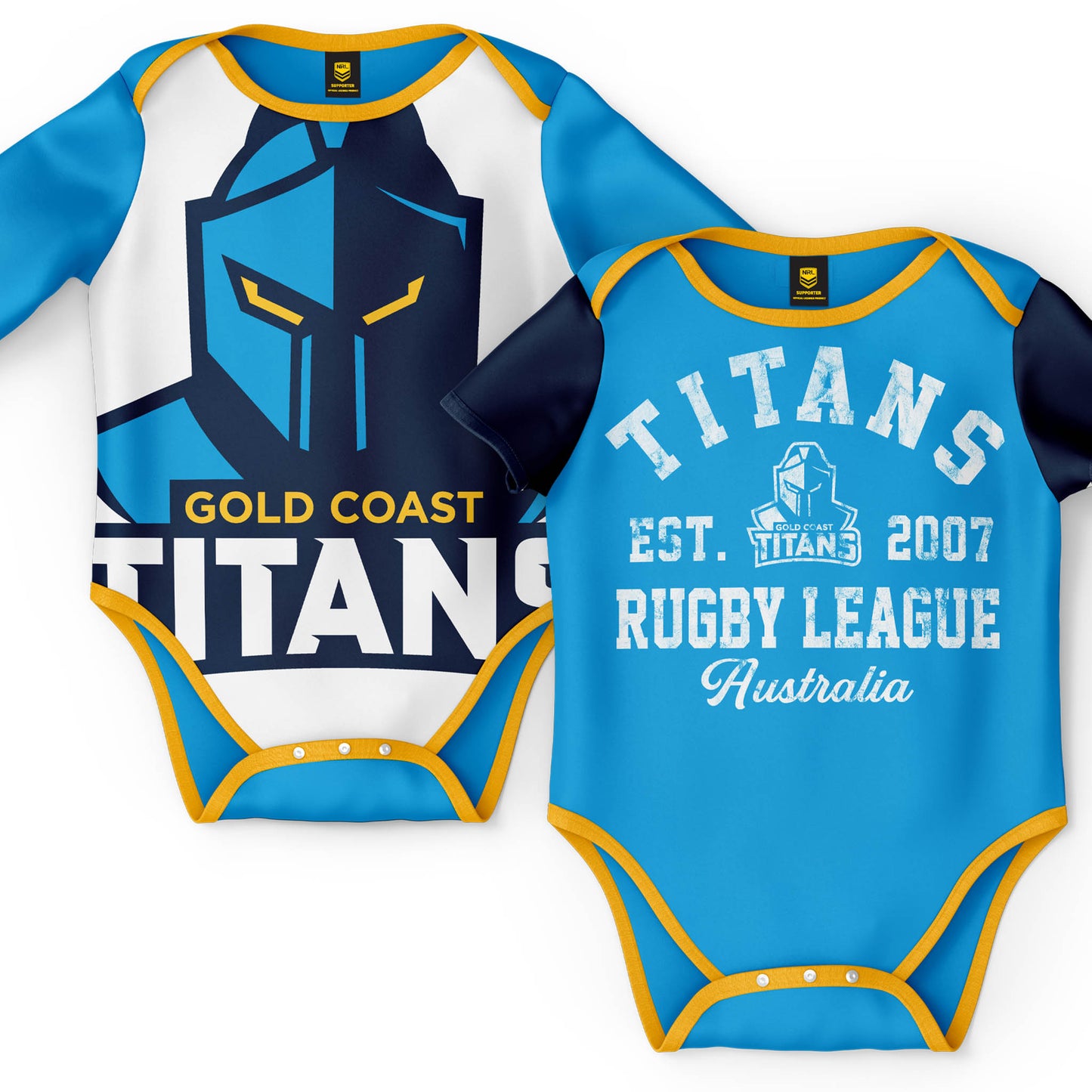 NRL INFANT BODYSUIT 2PC GIFT SET - GOLD COAST TITANS