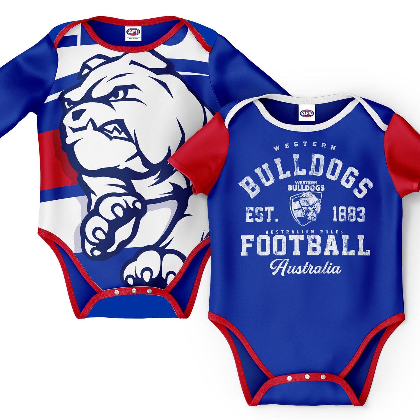 AFL INFANT BODYSUIT 2PC GIFT SET - WESTERN BULLDOGS