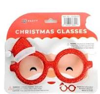 CHRISTMAS GLITTER PARTY GLASSES WITH MINI SANTA HAT