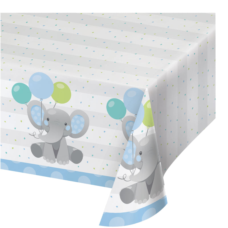 BABY SHOWER ENCHANTED ELEPHANT BOY PAPER TABLECOVER 137CM x 259CM