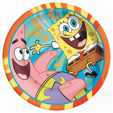 SPONGEBOB SQUAREPANTS ROUND PAPER PLATES 17.15CM - PACK OF 8
