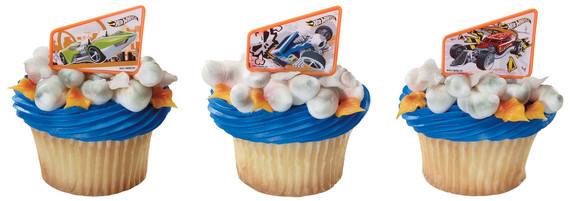 HOT WHEELS CUPCAKE RINGS - PACK OF 12