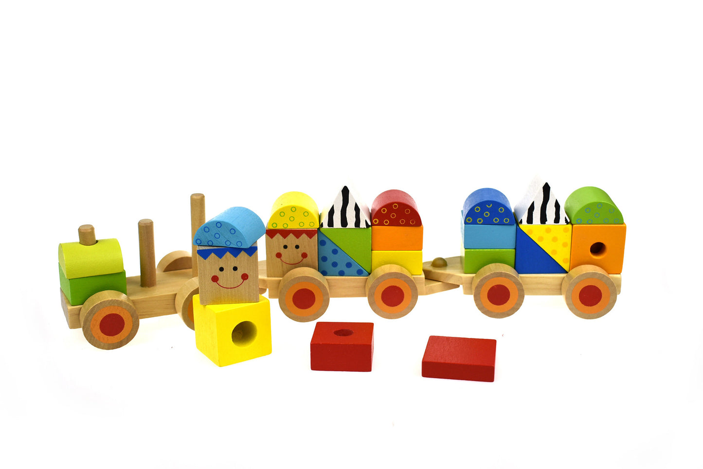 TOOKY TOY WOODEN STACKING TRAIN - 26 PIECES